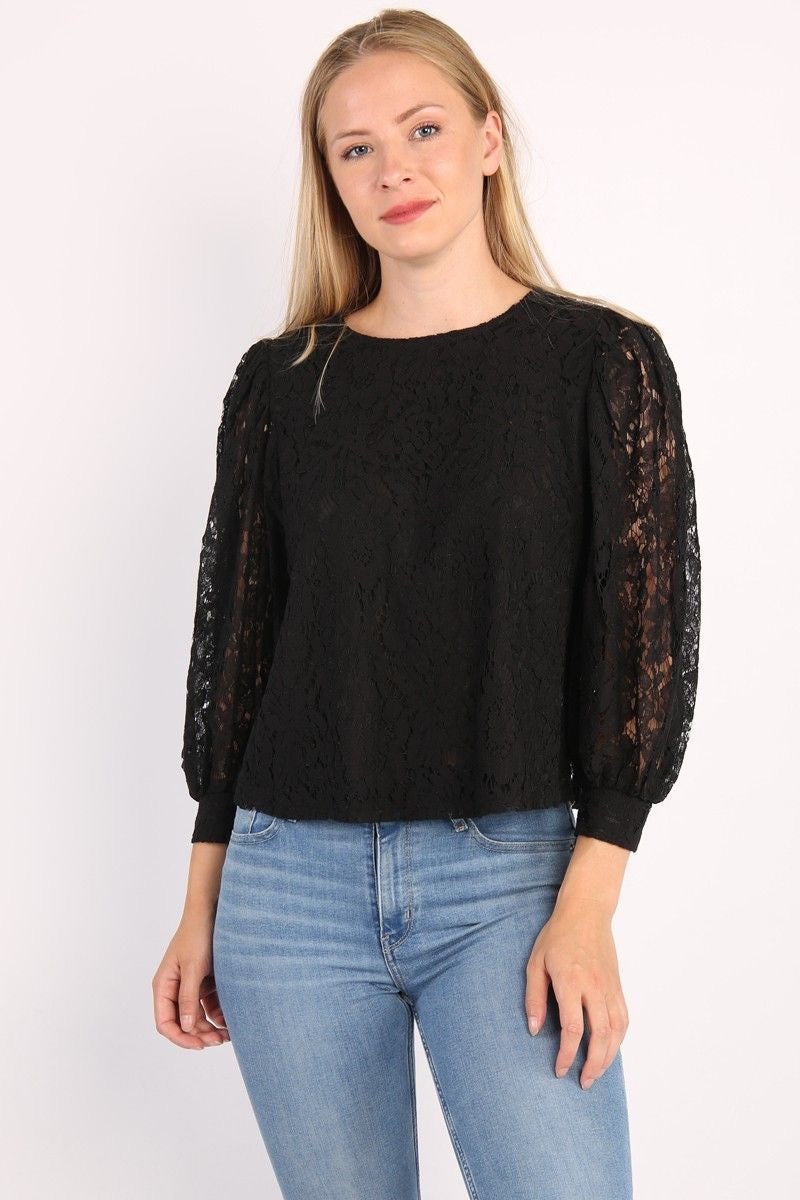 Onlyrsa 78 Lace Top Nl Wvn - Zwart