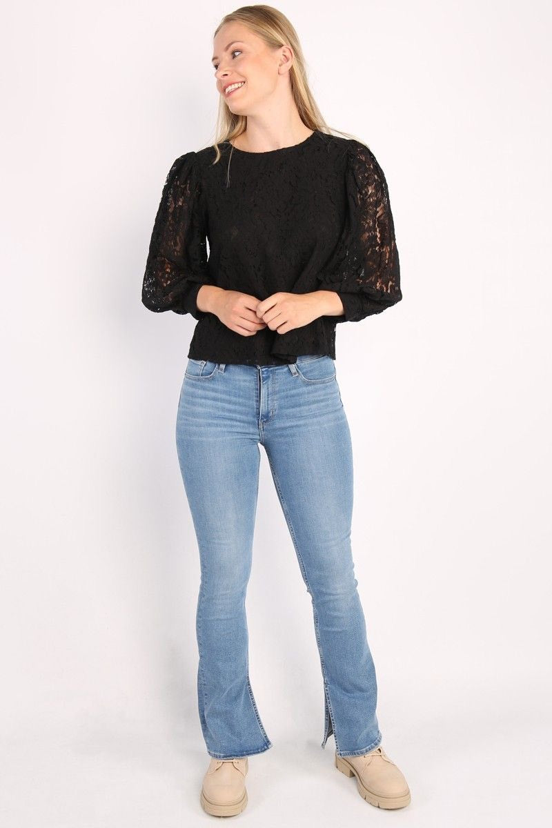 Onlyrsa 78 Lace Top Nl Wvn - Zwart