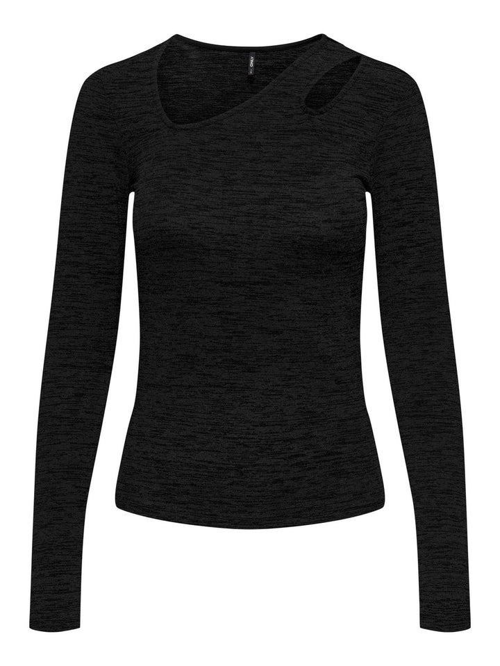 Onlroma L/s Shine Cut-out Top Jrs - Zwart