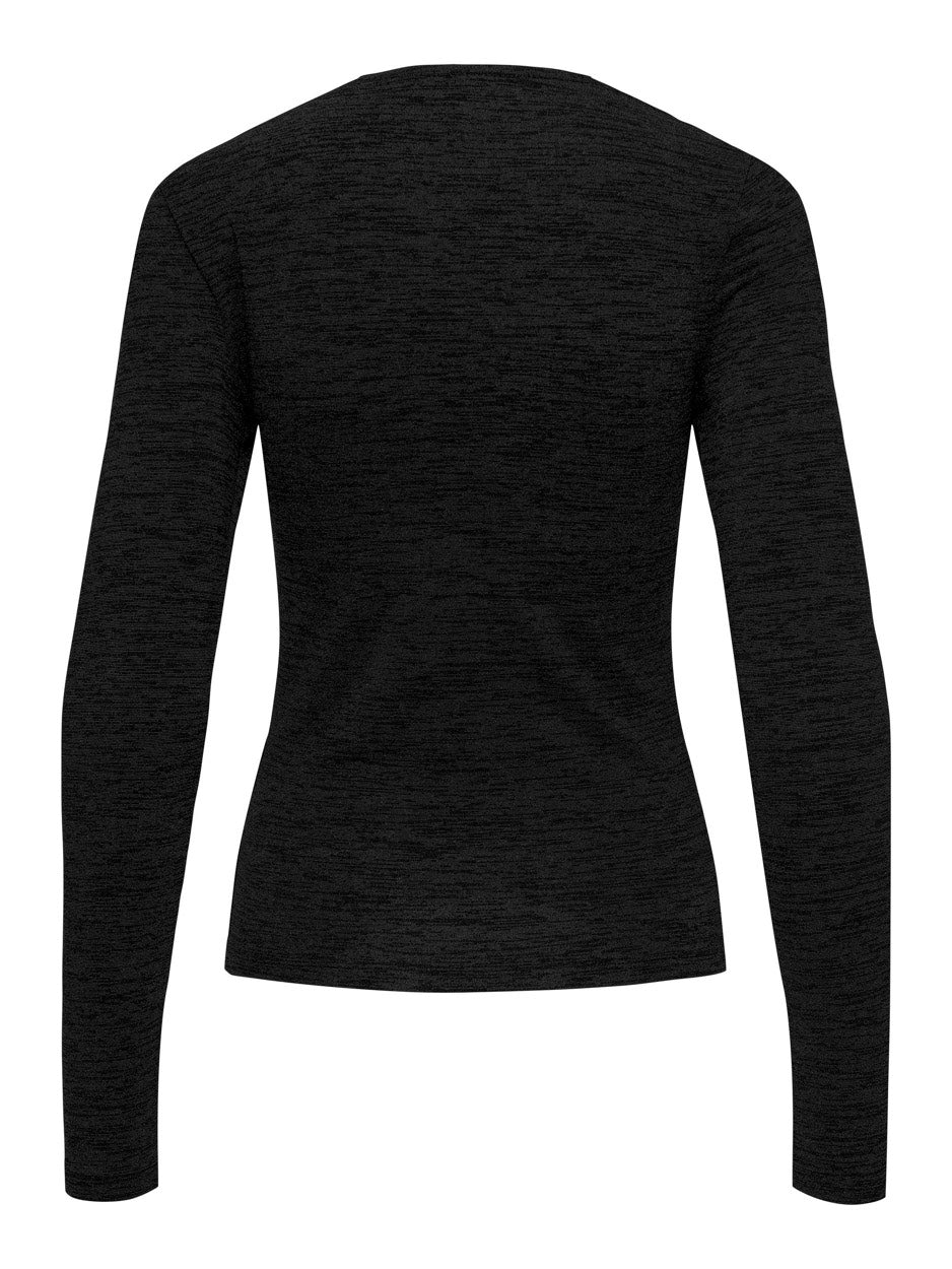 Onlroma L/s Shine Cut-out Top Jrs - Zwart