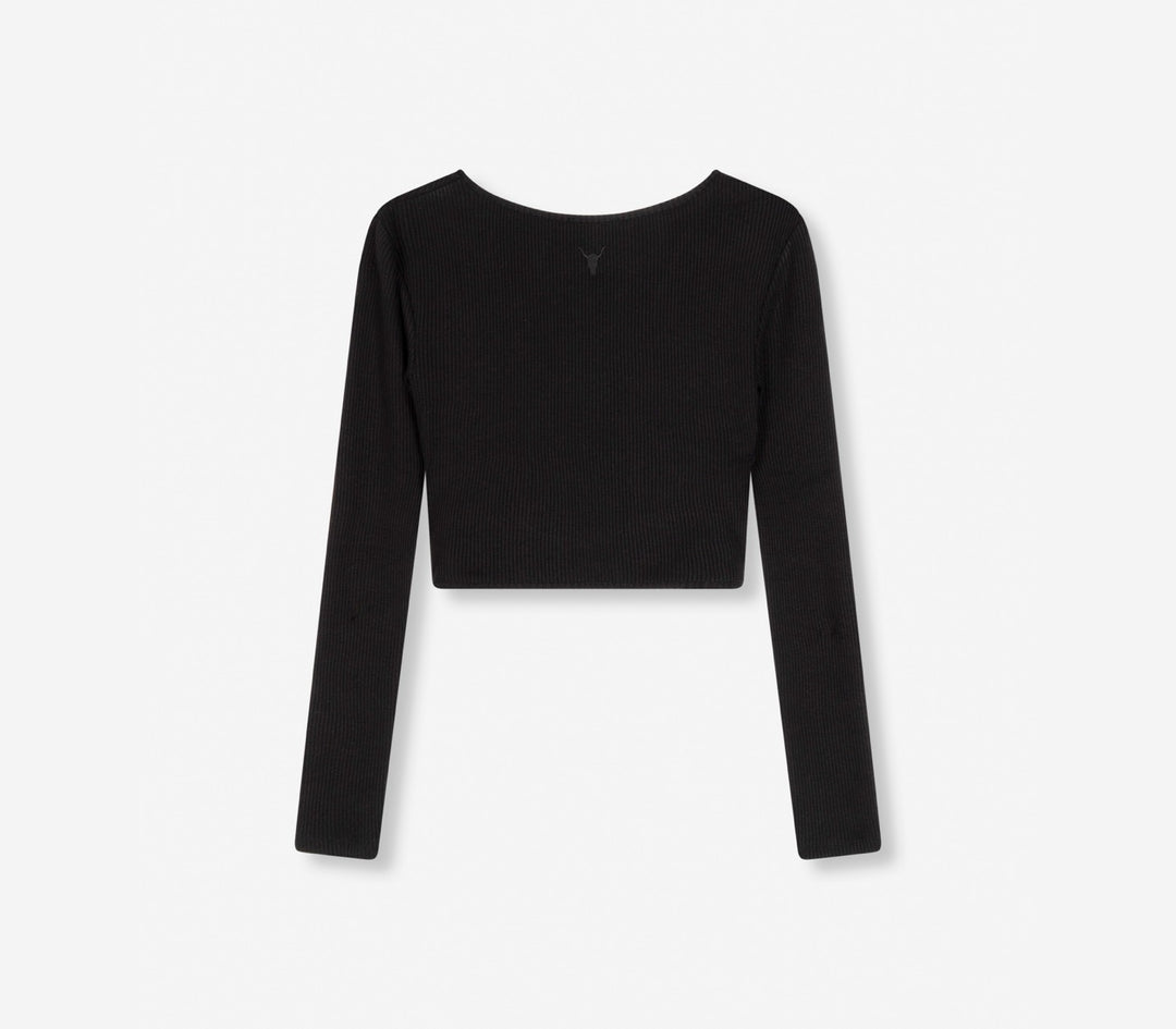 Fake Wrap Crop Top - Zwart