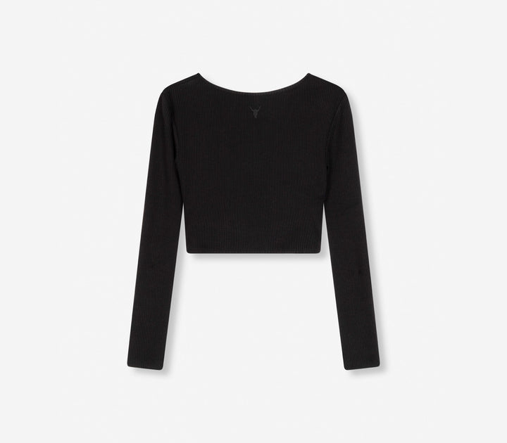 Fake Wrap Crop Top - Zwart