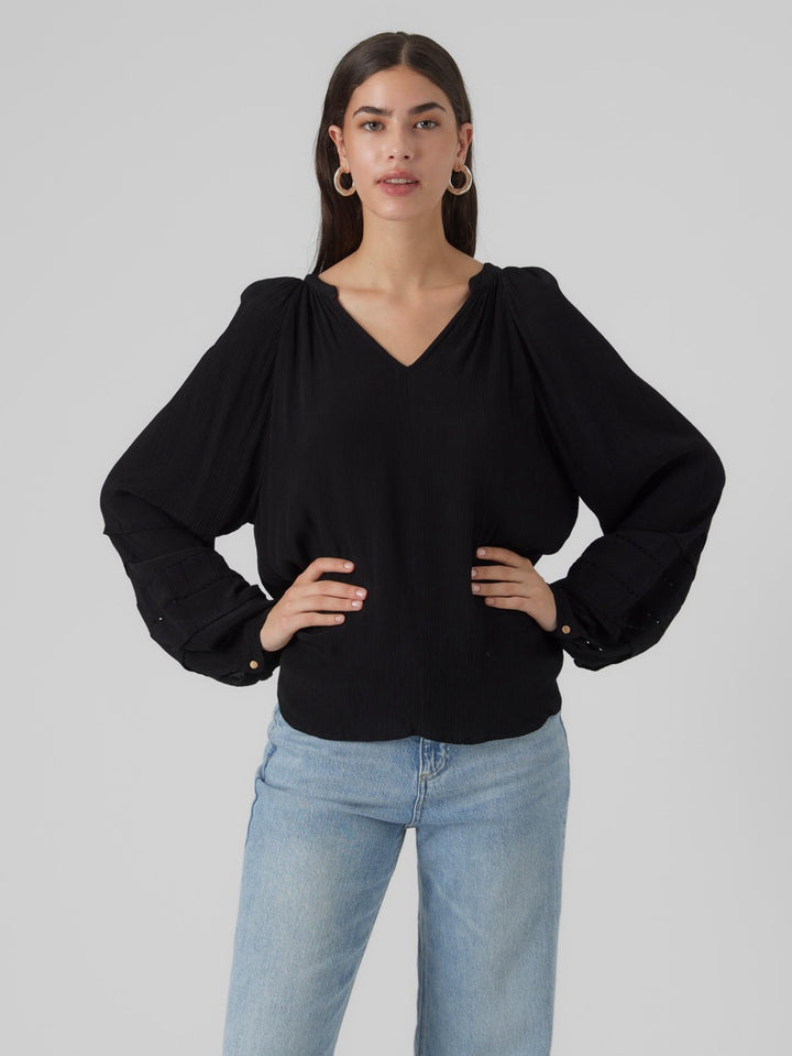 Vmcitta L/s Top Wvn Btq - Zwart