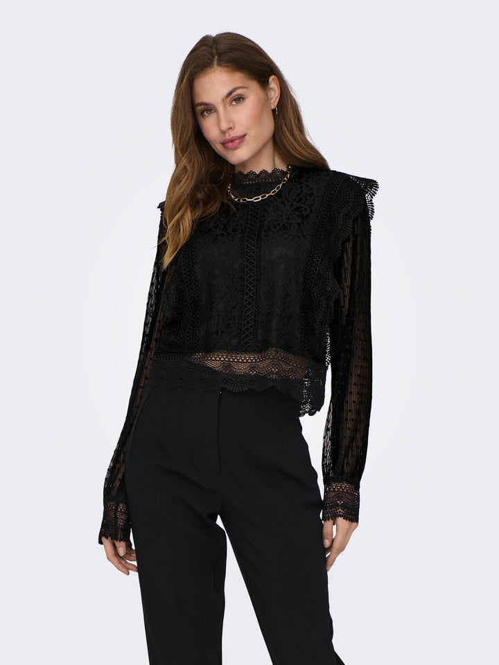 Onleliana Karo Ls Lace Top Wvn - Zwart