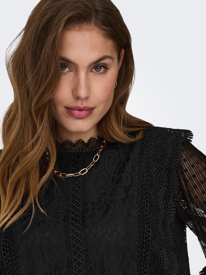 Onleliana Karo Ls Lace Top Wvn - Zwart