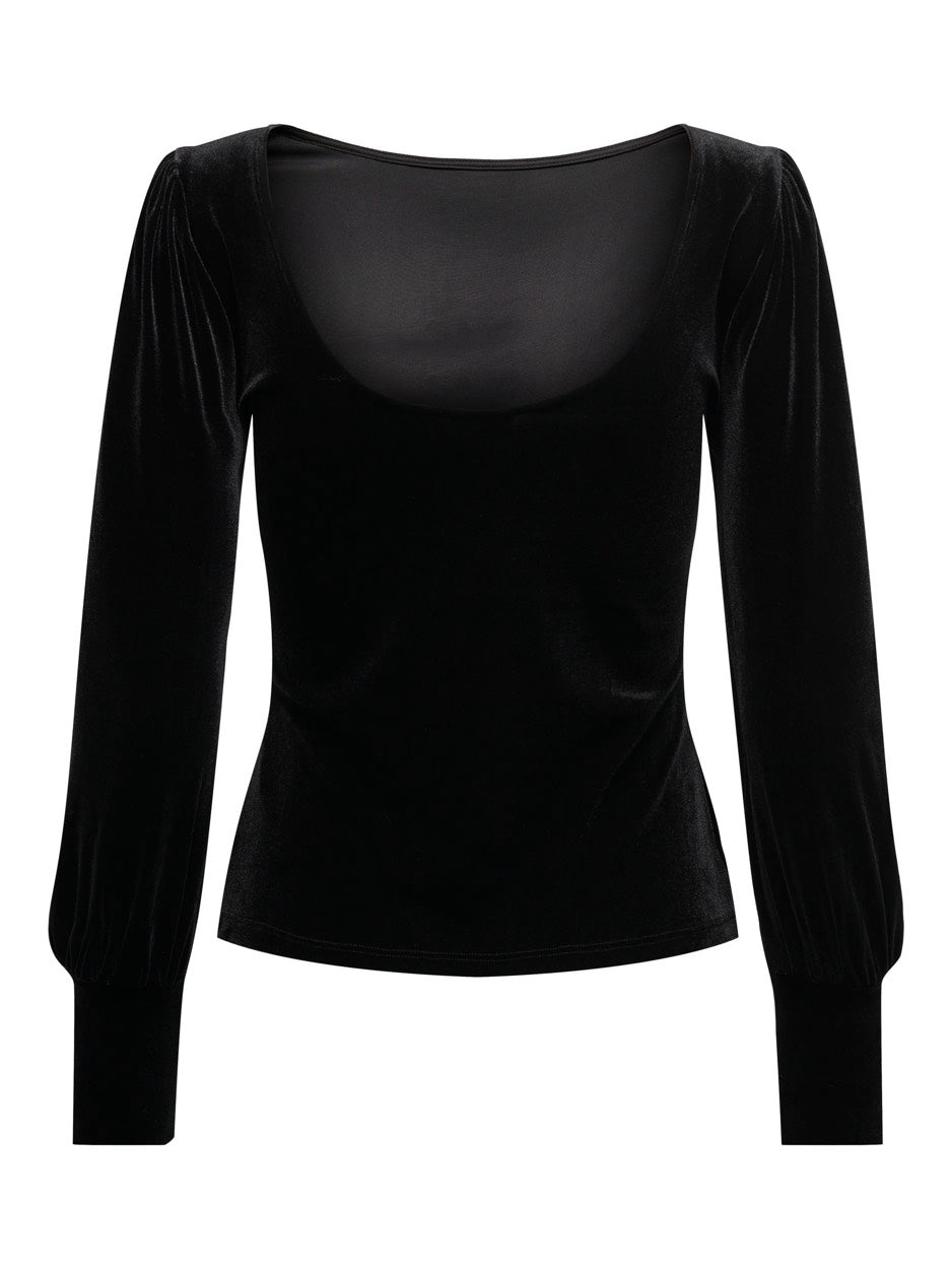 Jdysandy L/s Velvet Top Jrs - Zwart