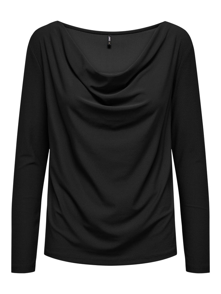 Onlnew Sansa L/s Waterfall Top Jrs - Zwart