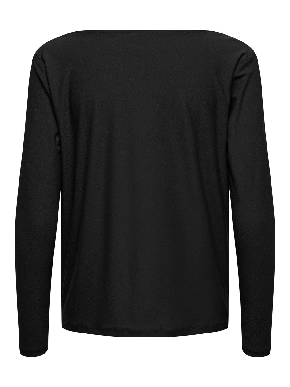 Onlnew Sansa L/s Waterfall Top Jrs - Zwart