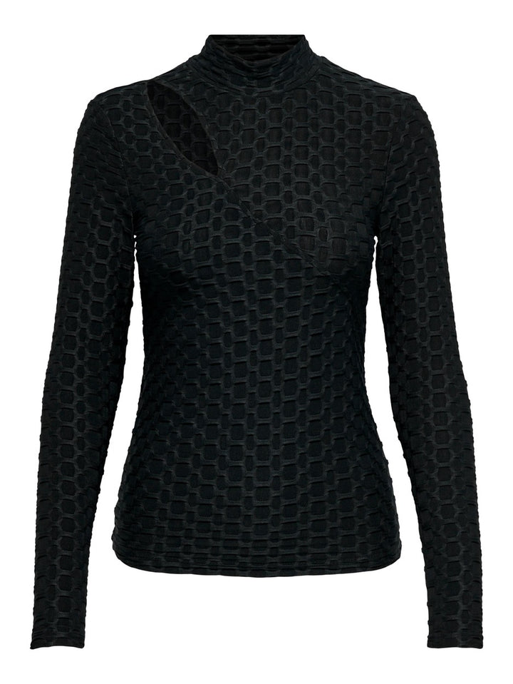 Onltenna L/s Highneck Cutout Top Bo - Zwart