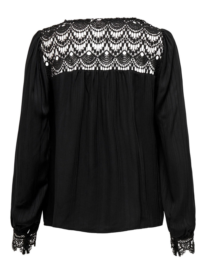 Onlalva Elisa Ls Lace Mix Shirt Wvn - Zwart