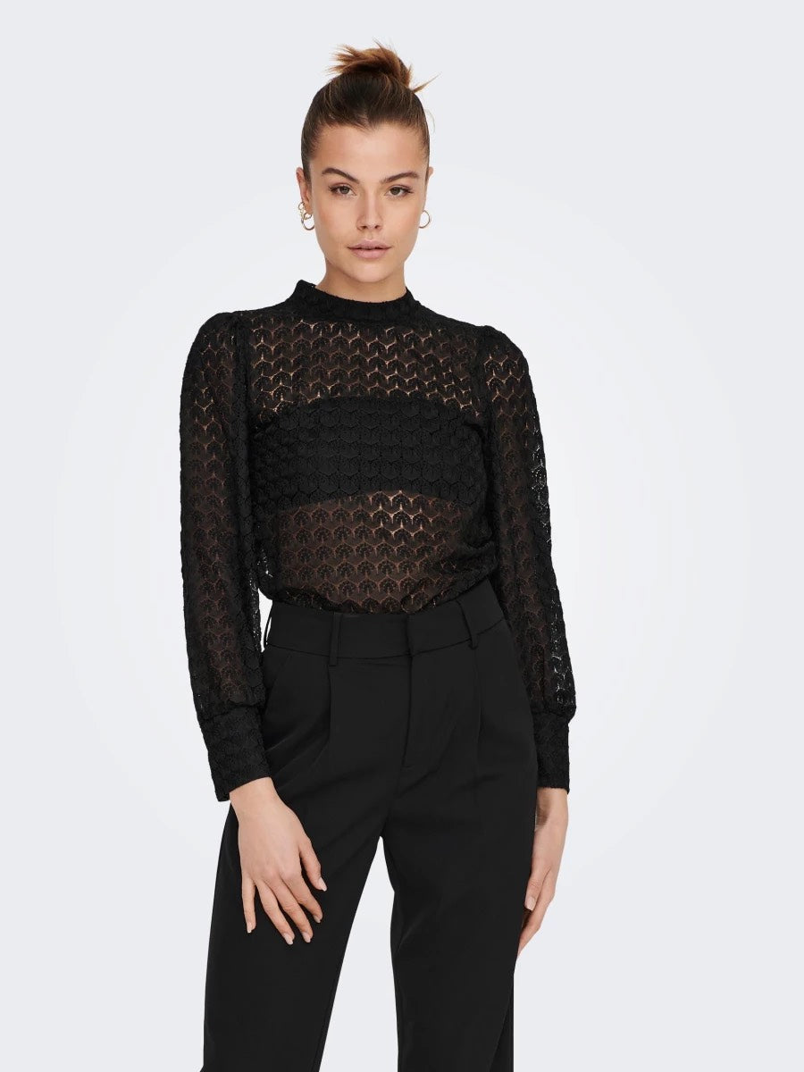 Jdyavery L/s Lace Top Jrs Noos - Zwart