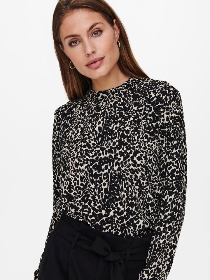 Onlnew Mallory  L/s Blouse Aop Wvn - Zwart Dessin