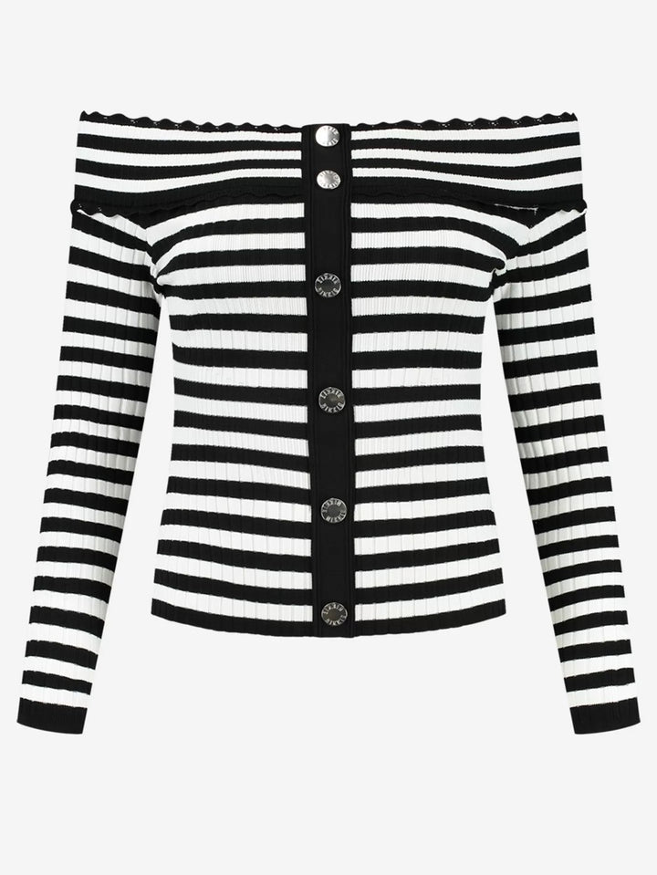 Baytown Button Top - Zwart Dessin