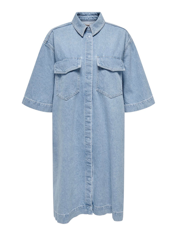 Onlsophie S/s Oversize Dress Dnm Si - Blue Denim