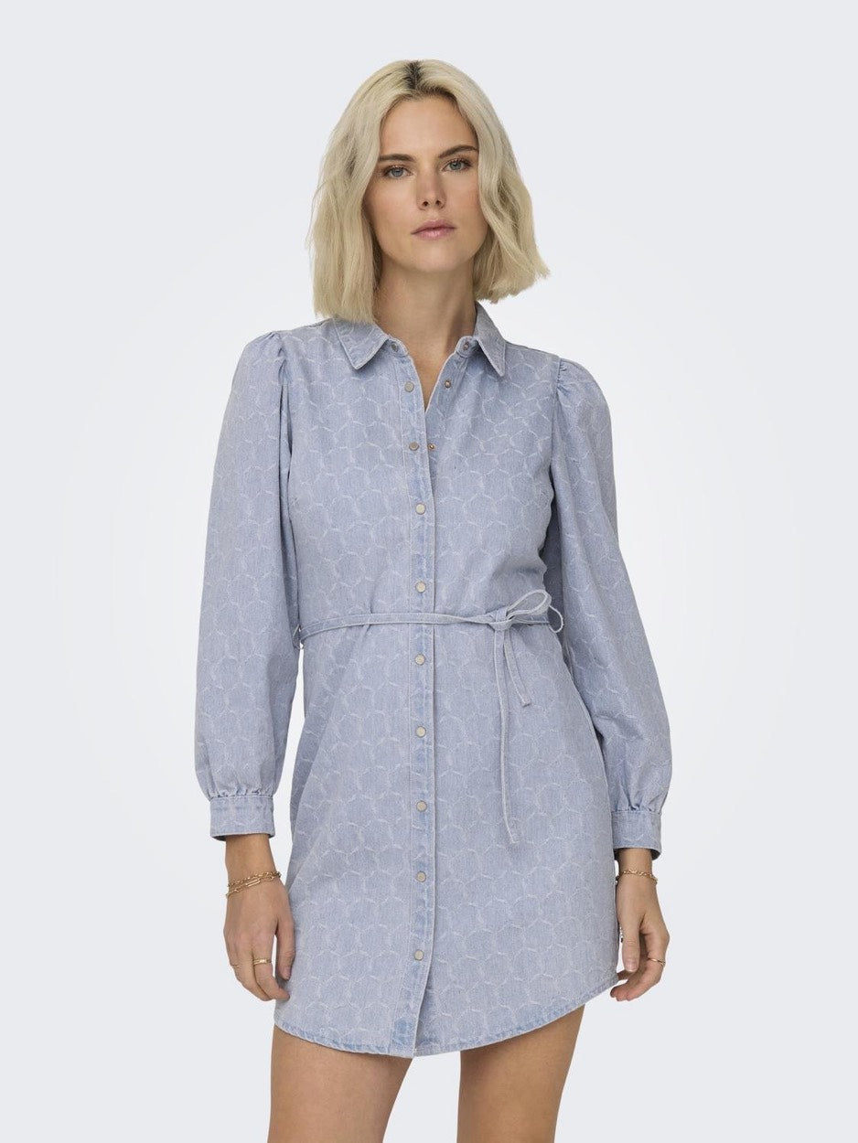 Onlrocco-eliza Ls Dnm Dress Bj - Blue Denim