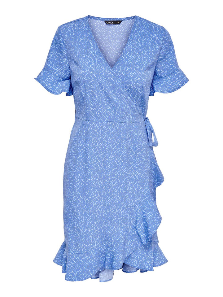 Onlolivia S/s Wrap Dress Wvn Noos - Blauw Dessin