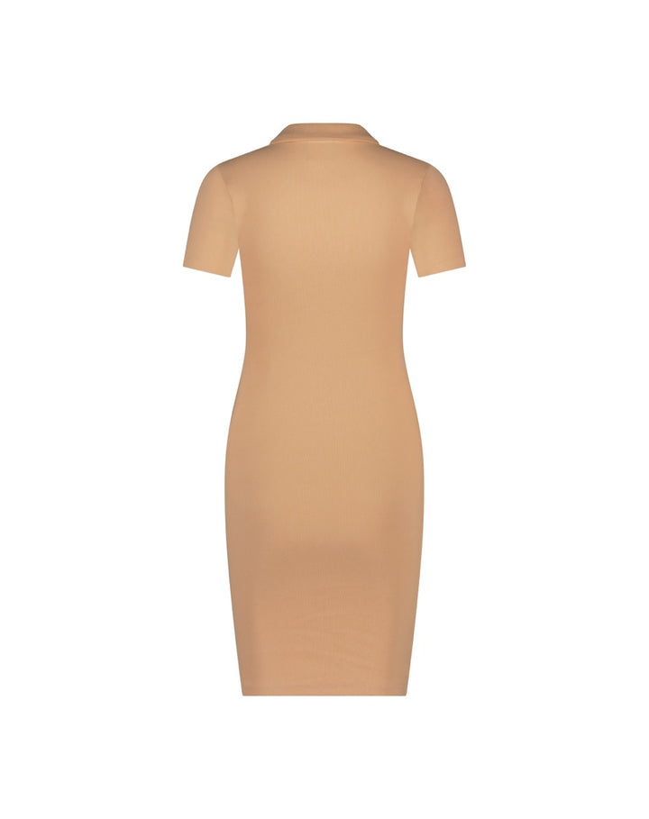 Rib Polo Dress - Zalm/peach