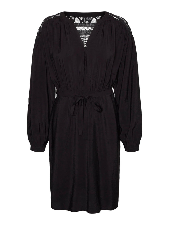 Vmayoe L/s V-neck Abk Dress Wvn Btq - Zwart