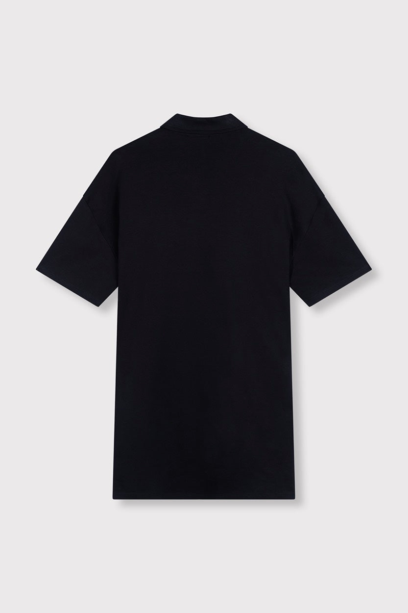 Ladies Knitted Polo Dress - Zwart