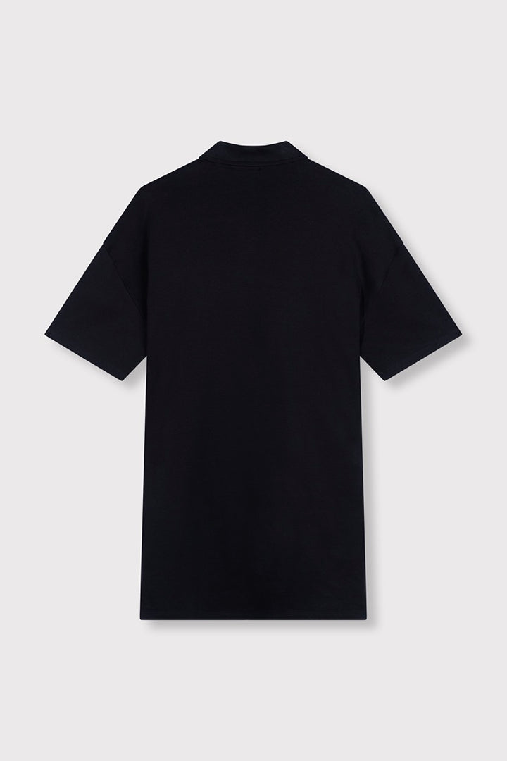 Ladies Knitted Polo Dress - Zwart