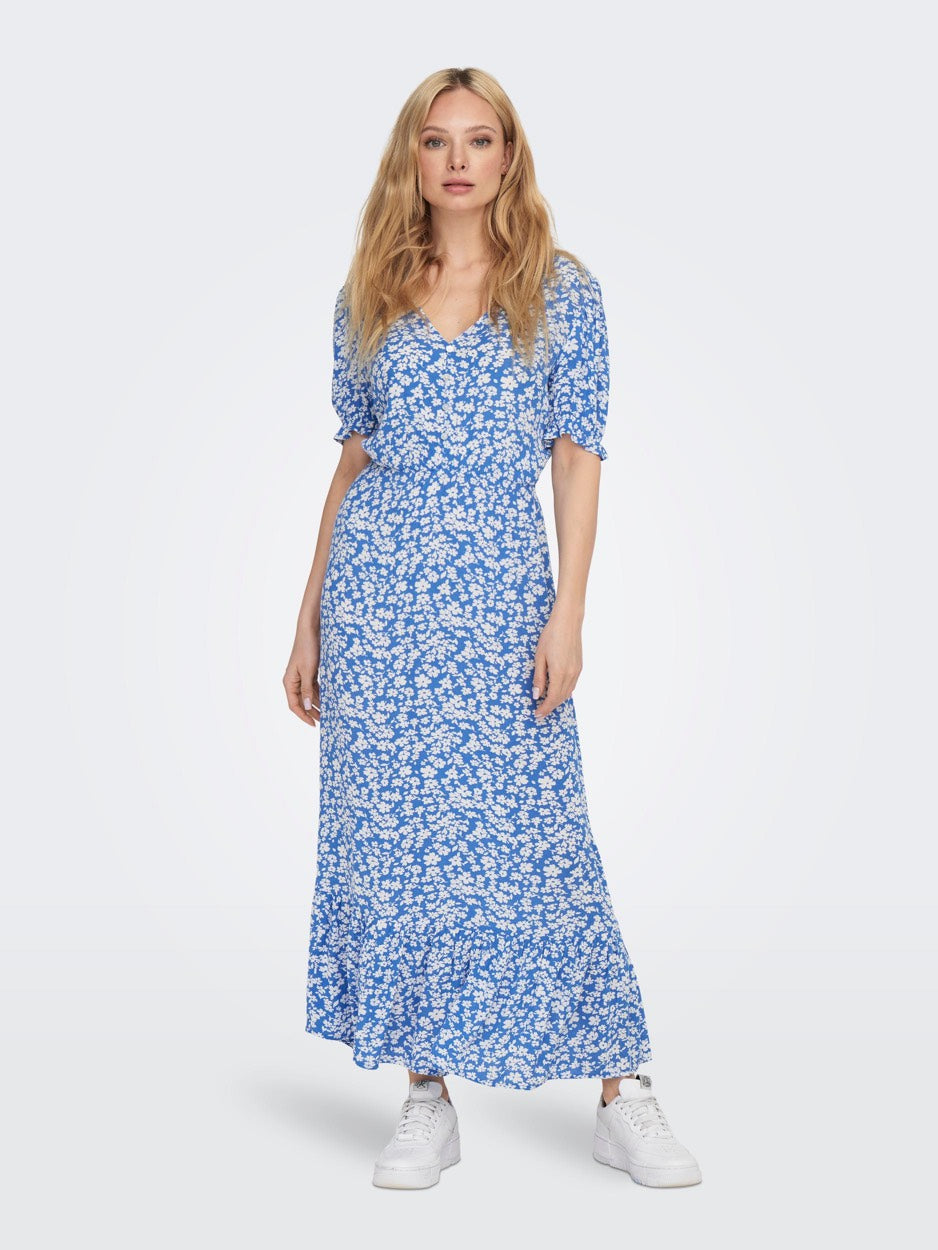 Onlchianti S/s Long Dress Wvn Noos - Blauw Dessin