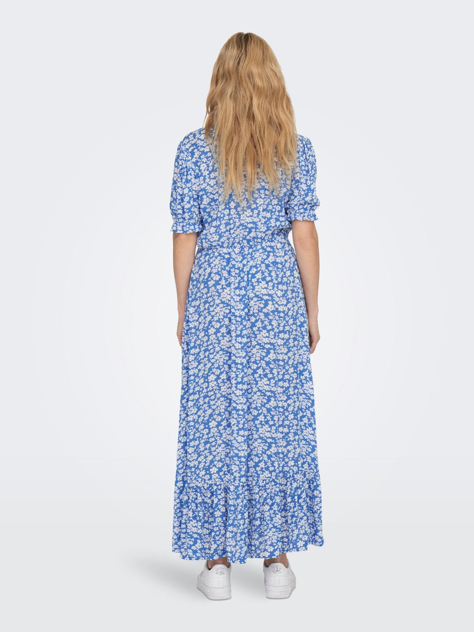 Onlchianti S/s Long Dress Wvn Noos - Blauw Dessin
