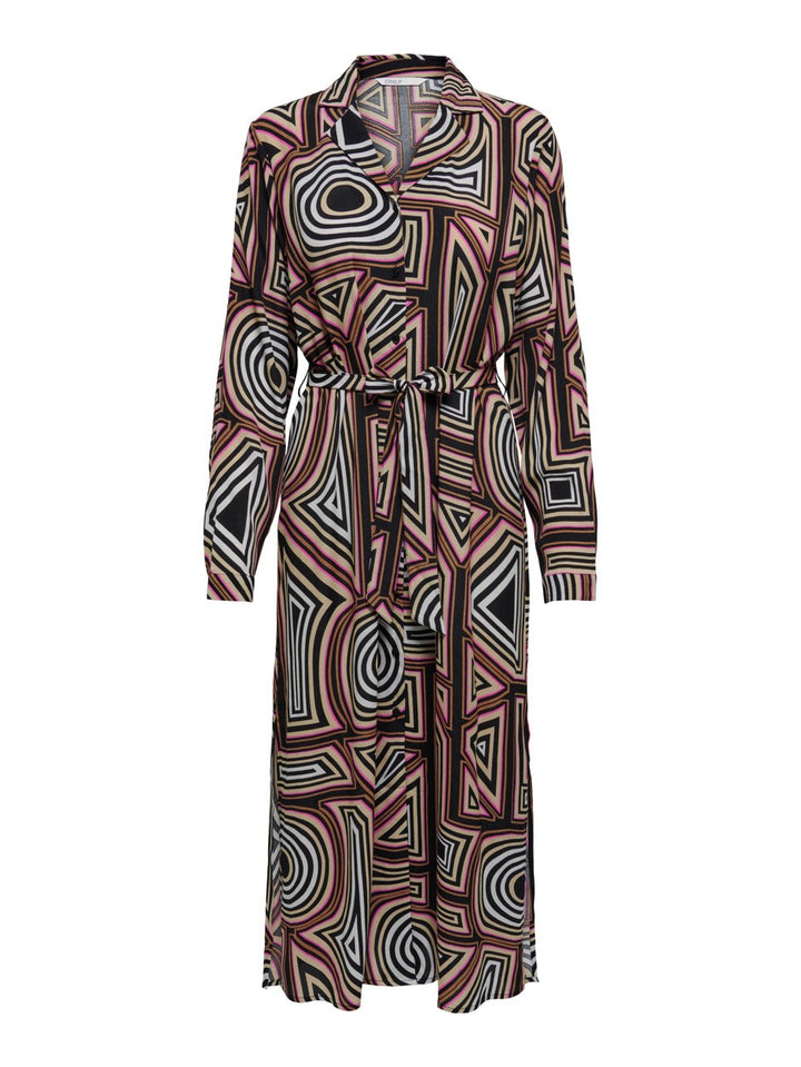 Onlmendes L/s Midi Shirt Dress Ptm - Zwart Dessin