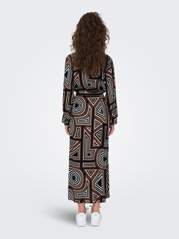 Onlmendes L/s Midi Shirt Dress Ptm - Zwart Dessin