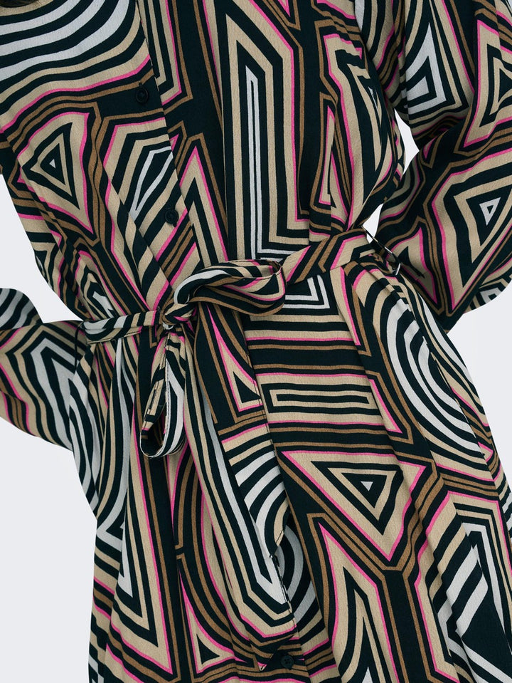 Onlmendes L/s Midi Shirt Dress Ptm - Zwart Dessin