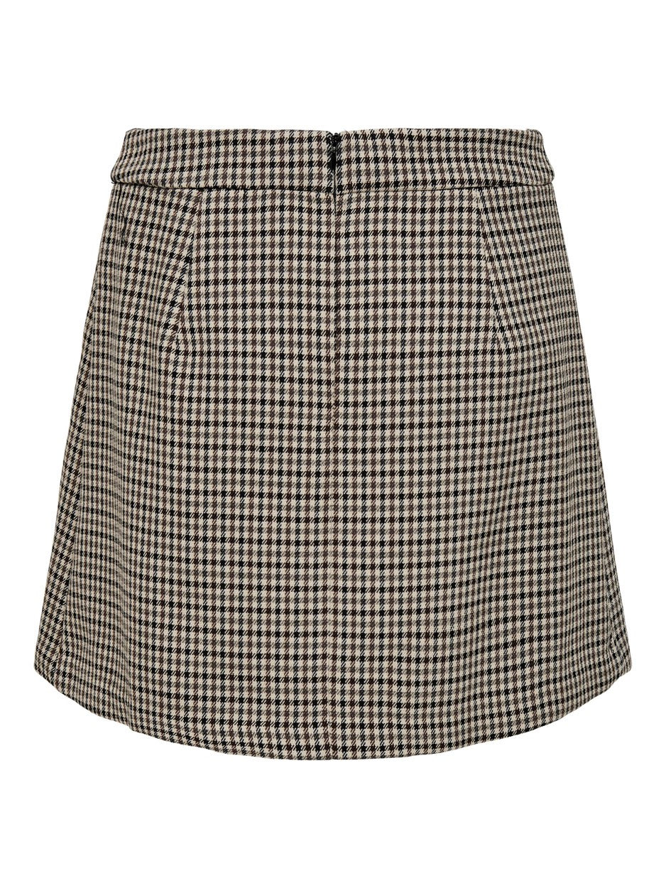 Onllydia Hw Pleat Check Skirt - Bruin Dessin