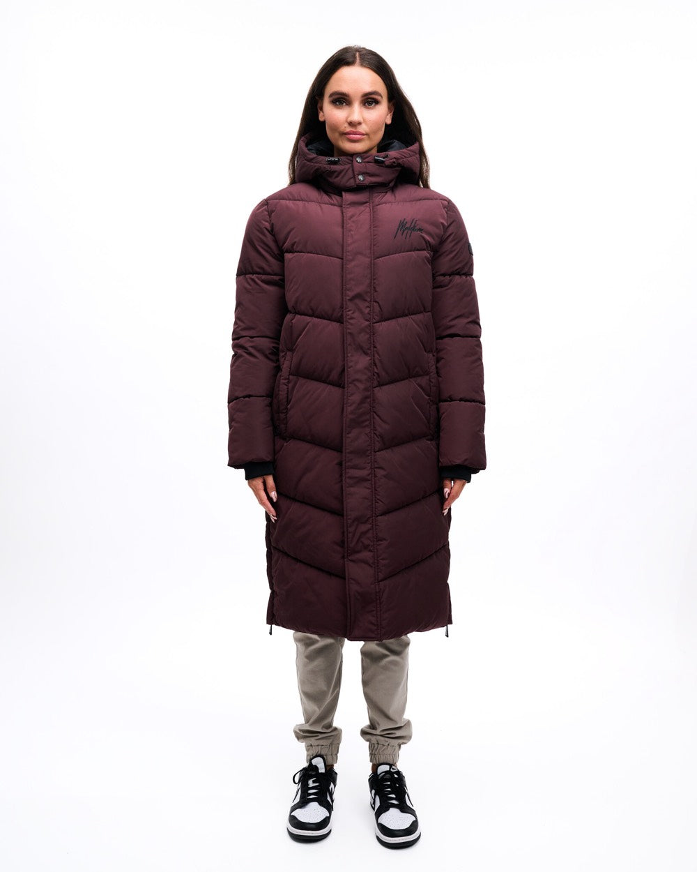 Diagonal Brand Coat - Bordeaux