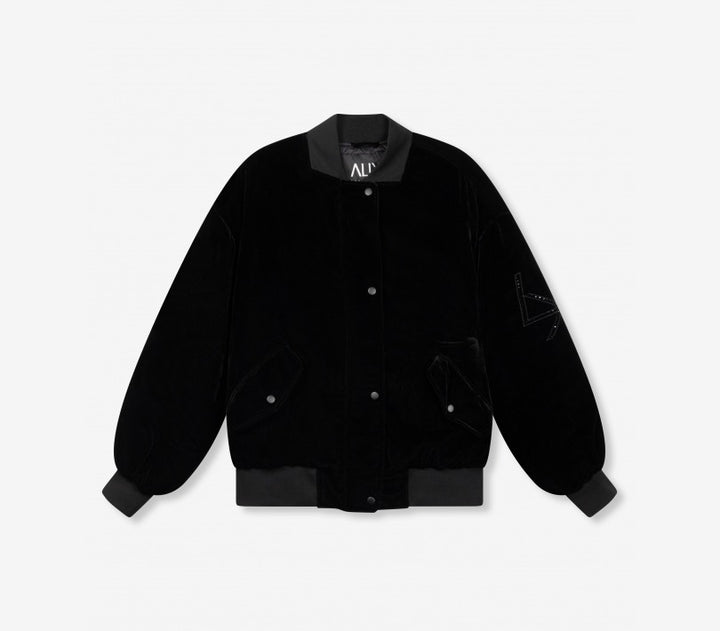 Oversized Velvet Bomber - Zwart