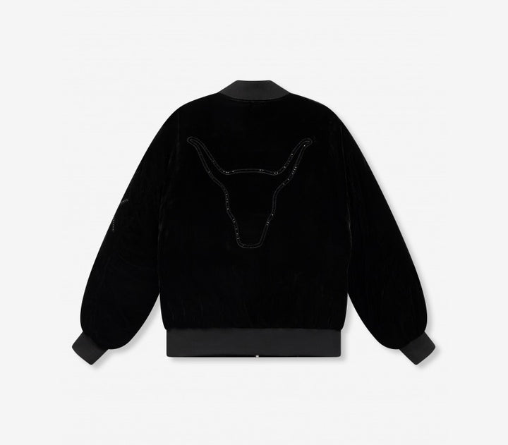 Oversized Velvet Bomber - Zwart