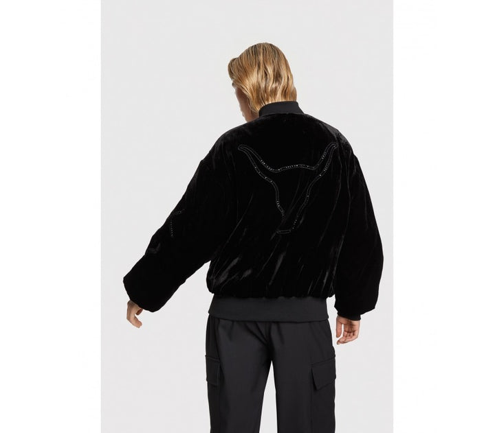 Oversized Velvet Bomber - Zwart