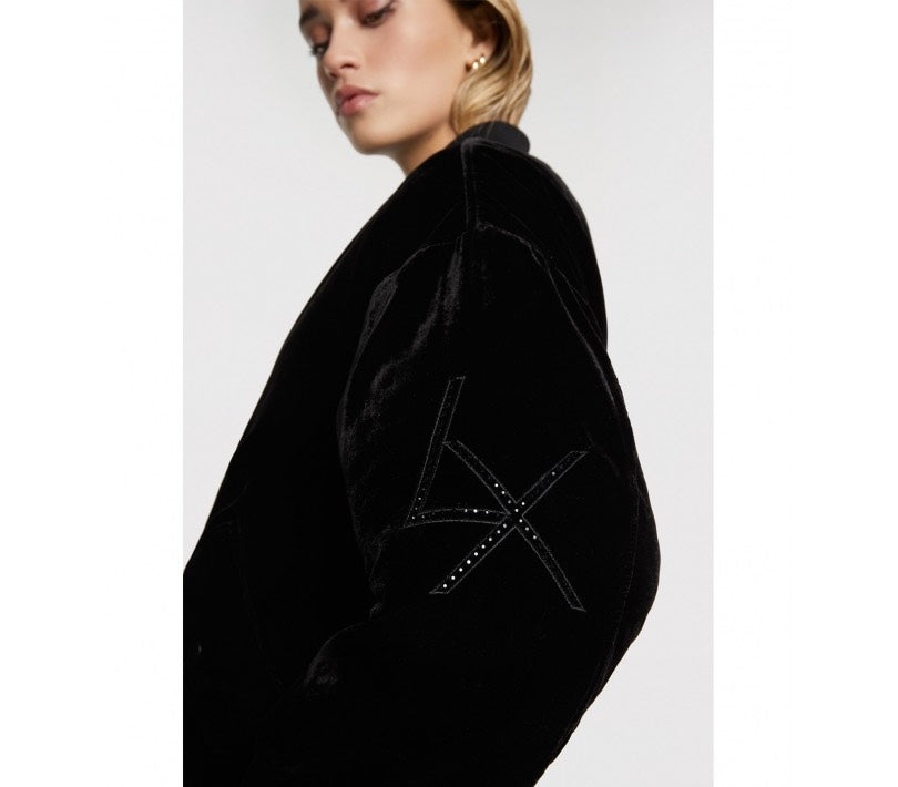 Oversized Velvet Bomber - Zwart