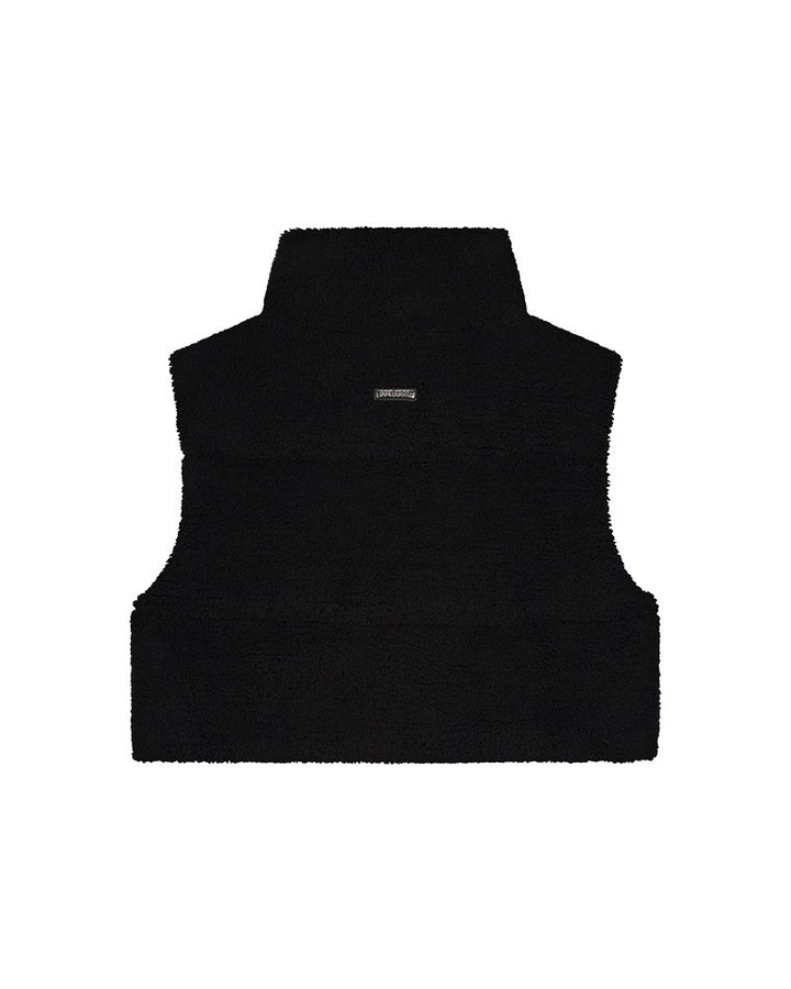 Cropped Sherpa Bodywarmer - Zwart